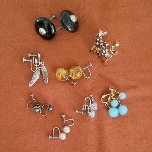 Earring Collection - Black, Gold, Silver, Blue Screw Backs